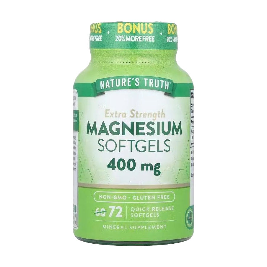 Магній Nature's Truth Magnesium Extra Strength підвищеної сили, 400 мг, 72 гелеві капсули швидкого вивільнення